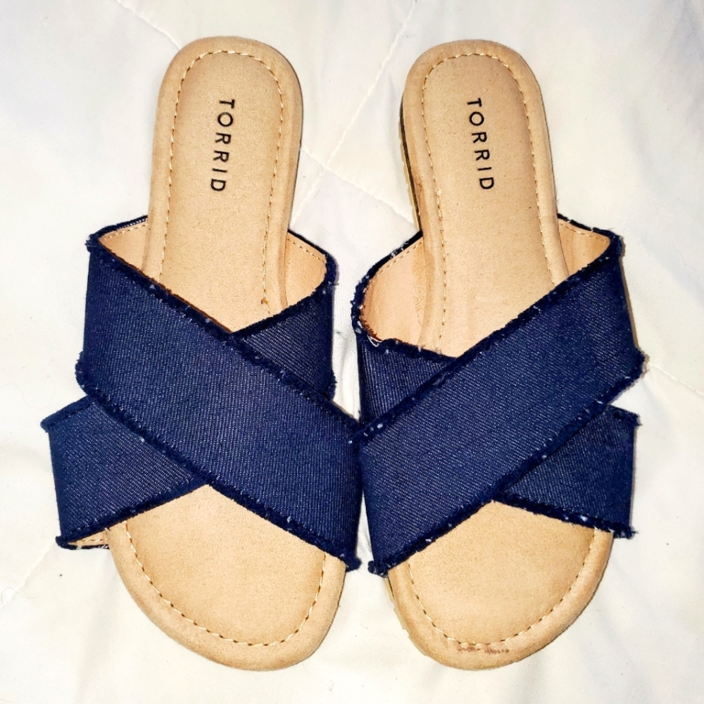 Torrid frayed-hem denim sandals